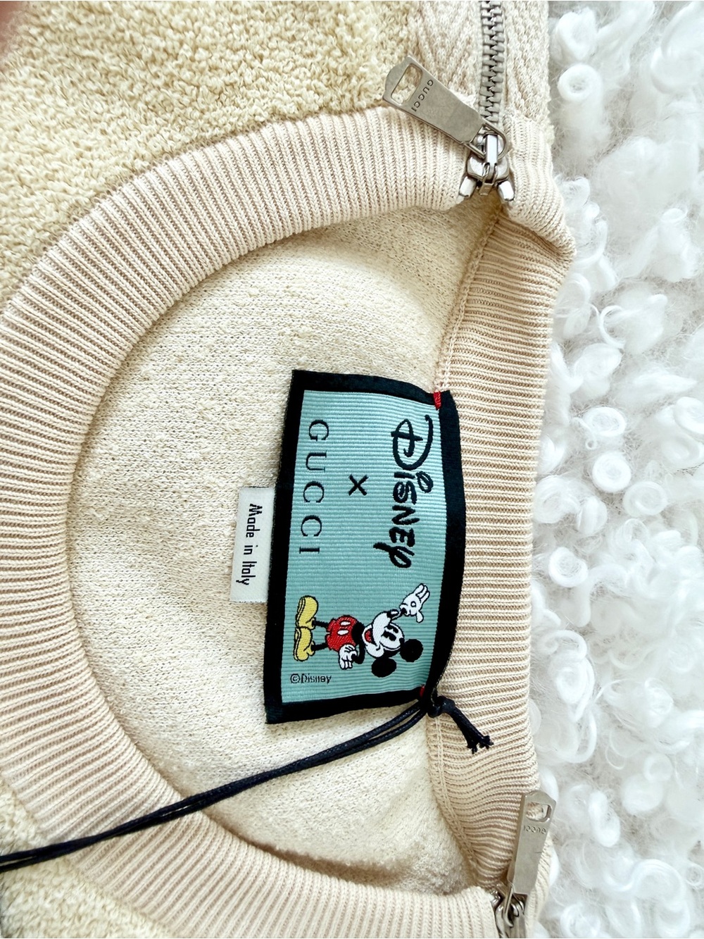 GUCCI X DISNEY CREAM TERRY CLOTH MICKEY MOUSE SWEATER DRESS SIZE L - Picture 7 of 7